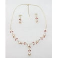 thumbnail image 2 of Faship Gorgeous Rose ( Pink ) CZ Crystal Genuine Freshwater Pearls Floral Necklace Earrings Set, 2 of 5