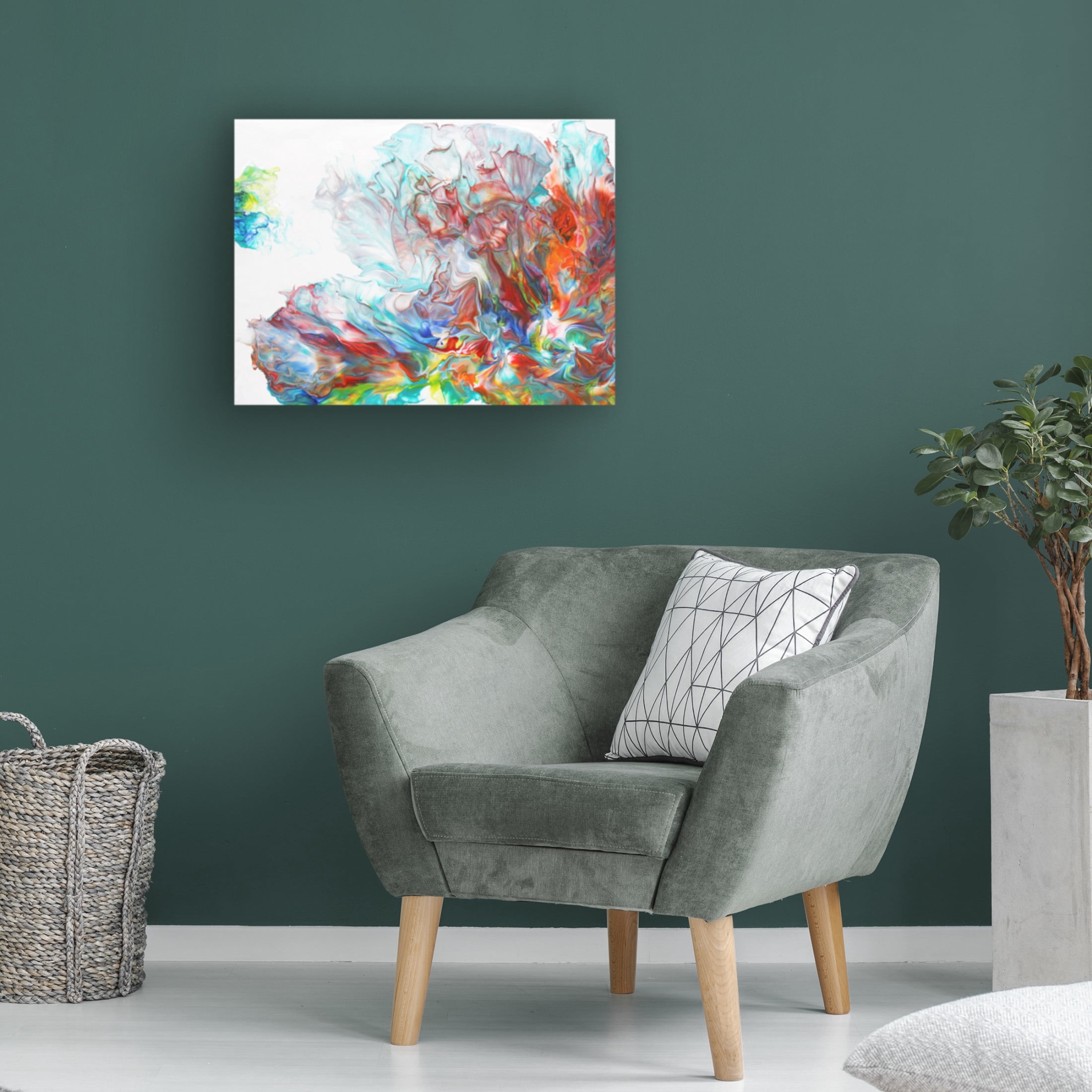 Canvas Wall Art - Jean Plout 'Abstract Pouring J' Wall Art for Living Room, Bedroom, or Office Décor by Trademark Fine Art - 47 x 35 Inches