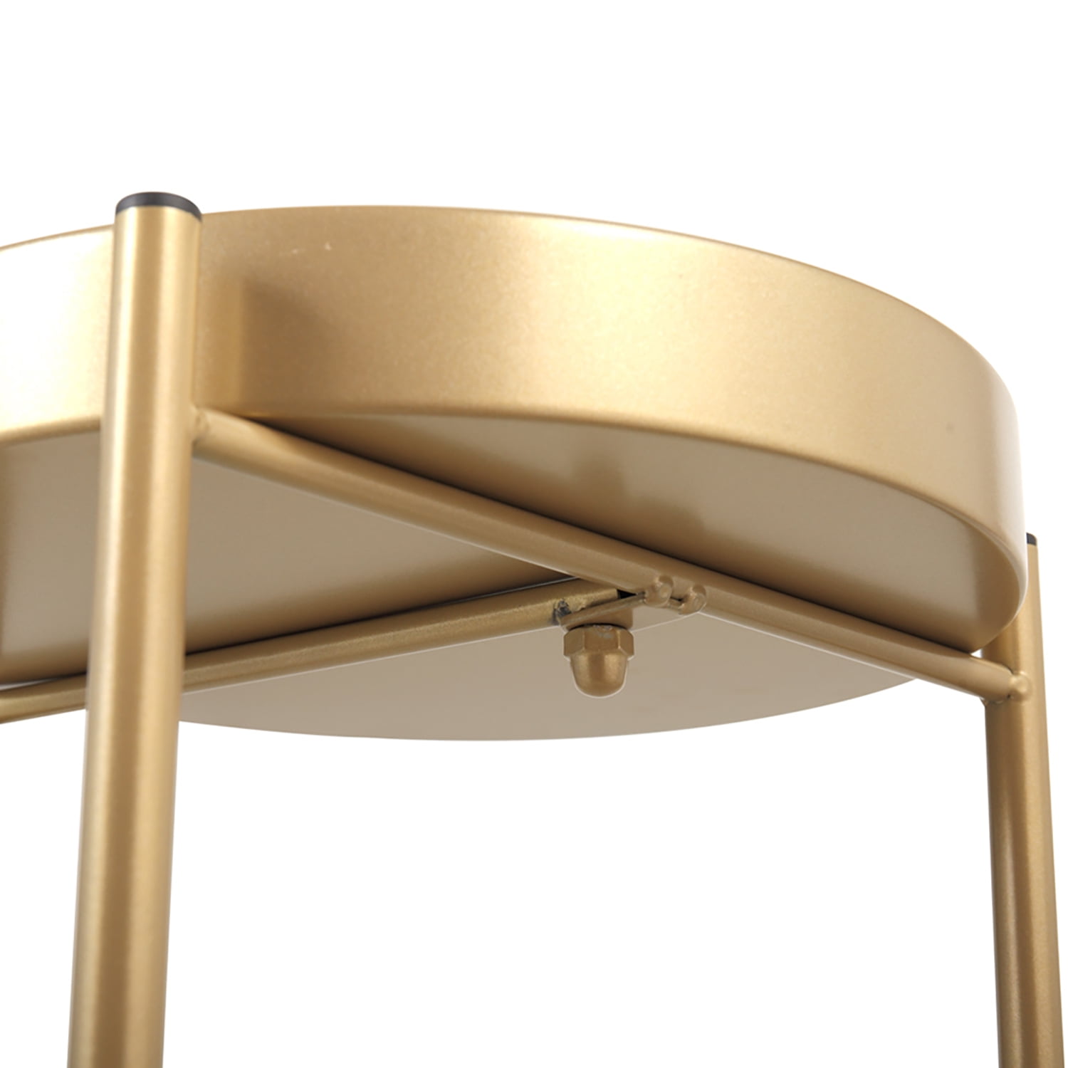 Kadyn Modern Folding Metal 2-Tier Plant Stand, Plant Shelf Rack with 2 Round Trays, Display Shelf, Golden