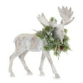 thumbnail image 2 of Melrose International White Washed Moose Figurine with Pine Wreath Accent (Set of 2), 2 of 3