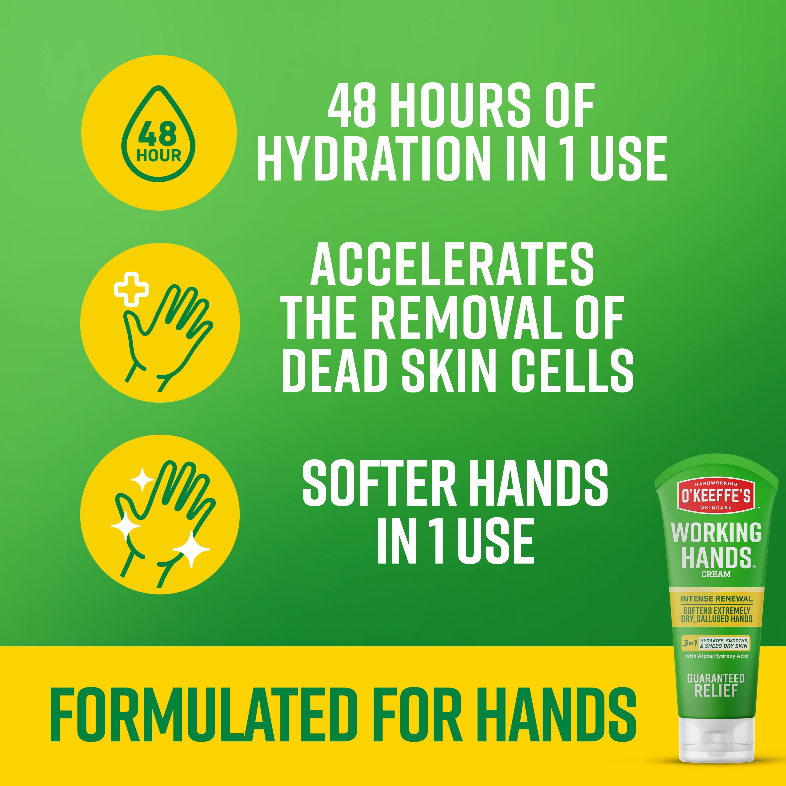 O'Keeffe's Working Hands Intense Renewal Hand Cream, 3oz Tube (Pack of 1) - Softens and Smooths Extremely Callused, Dry Hands