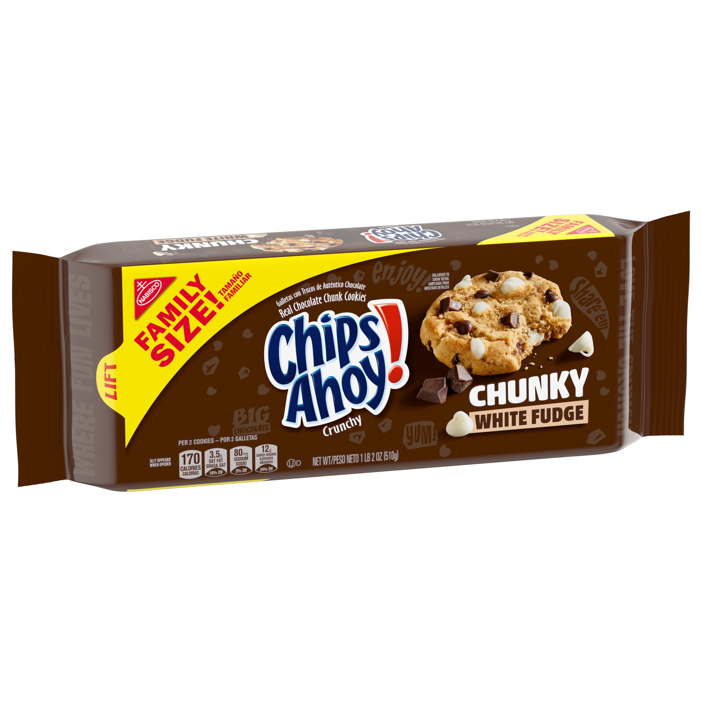 Chips Ahoy! Chunky White Fudge Chocolate Chunk Cookies, Family Size, 18 oz  - Walmart.com