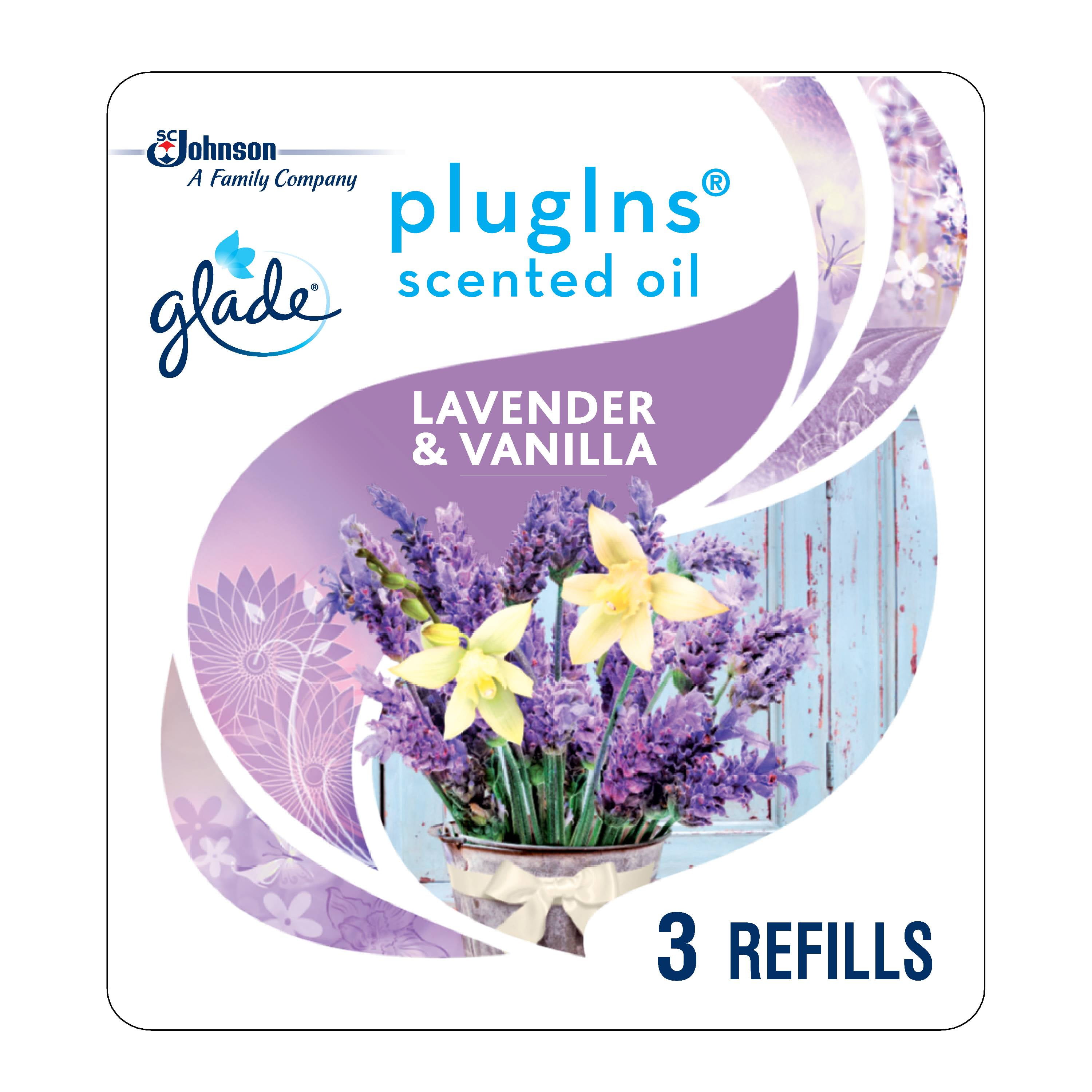 Glade PlugIns Scented Oil Refill Lavender & Vanilla, Essential Oil