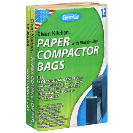 Bestair Clean Kitchen Paper With Plastic Liner Compactor Bags, 12 ct