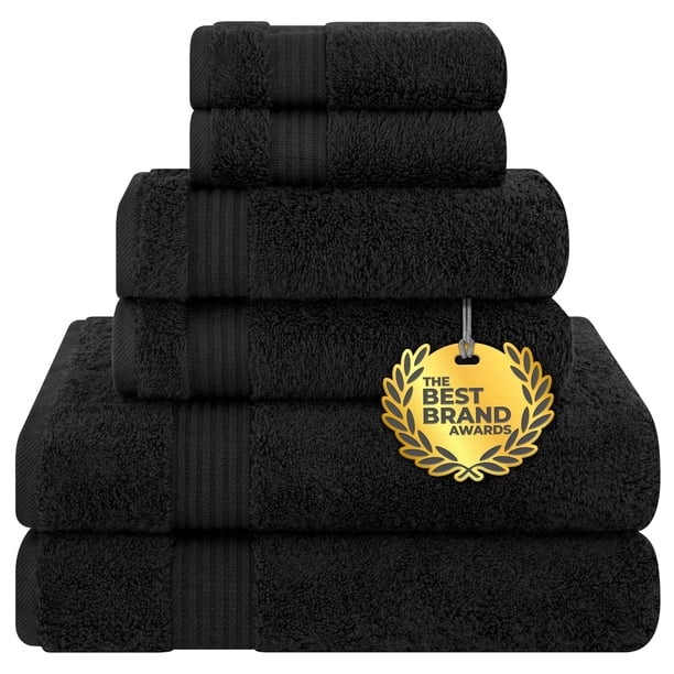 Juego de toallas Cotton Paradise de 6 piezas, 100% algodón, color negro turco
