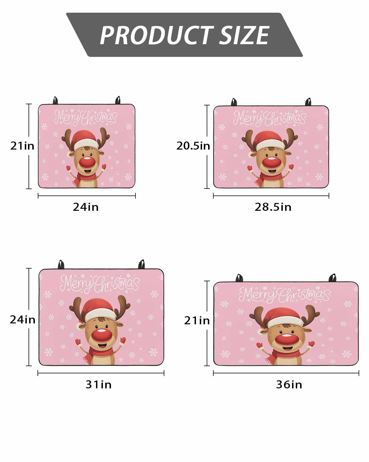 Stove Top Covers for Electric Stove, Merry Christmas Glass Stovetop Cover Protector, Pink Winter Xmas Hat Deer Snowflake Induction Cooktop Protector Oven Mat for Kitchen Countertop 24"x21"