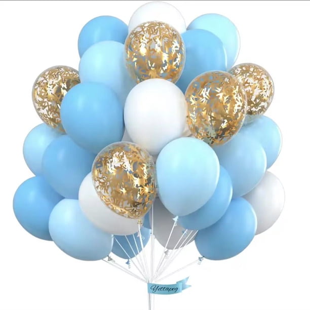 Nvzi Globos, 30 piezas de globos de confeti de 12 pulgadas y globos de látex morado y rosa metálico con cinta, baby shower, decoraciones para fiestas de bodas, T