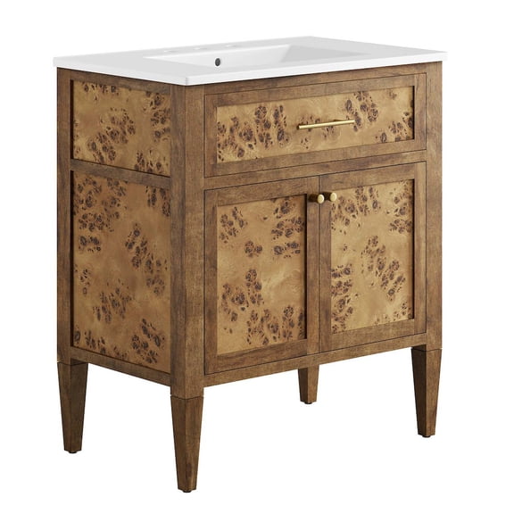 Modway Elysian 30" Wood Bathroom Vanity in White Brown