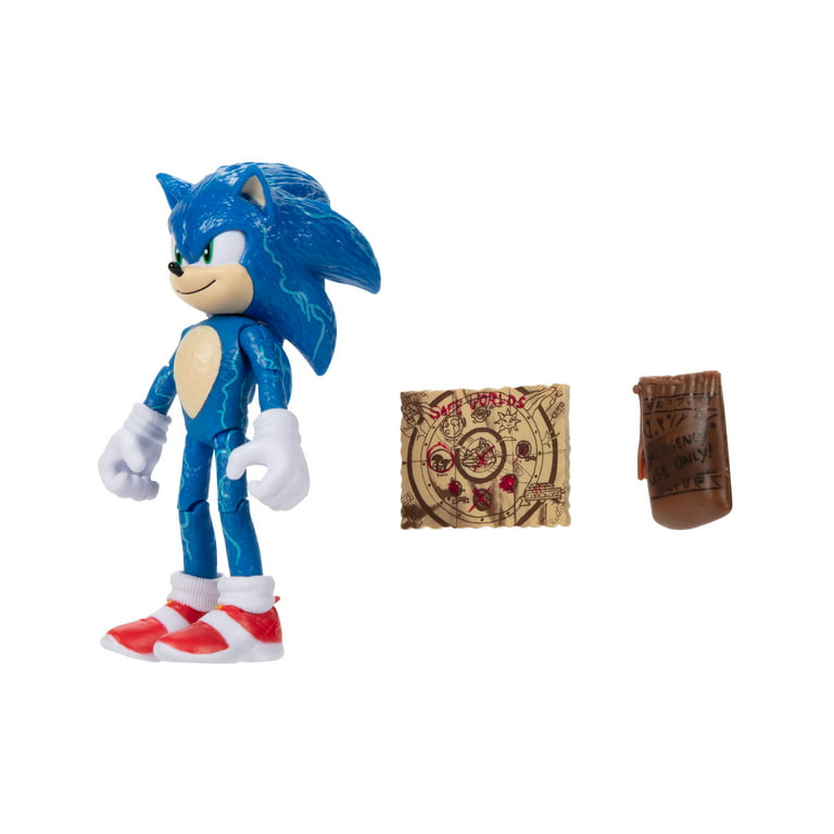 Sonic 2 Movie 4 Inch Figures Sonic with Map & Pouch 
