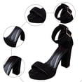 thumbnail image 4 of Rokment Glitter Rhinestones High Heels Platform Dressy Sandals for Women Ladies 2026 Elegant Suede Open Toe Ankle Strap Chunky Block Heeled Dress Pumps Summer Shoes Black Size 5.5, 4 of 7