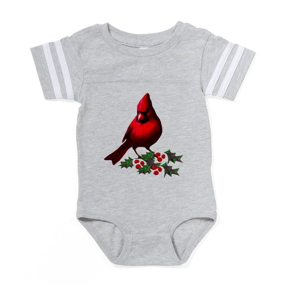 CafePress - Christmas Cardinal - Cute Infant Baby Football Bodysuit