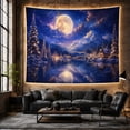 thumbnail image 6 of Golden Full Moon Above Snowy Mountains, Serene Celestial Style for Nature Lovers, Mountain Wall Decor Housewarming Gift, Tapestry Wall Hanging for Bedroom and Dorm, 6 of 7