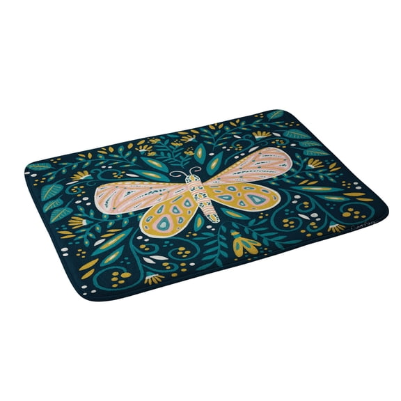 Society6 Cat Coquillette Butterfly Symmetry Teal Palet Bath Mat 34" x 21"