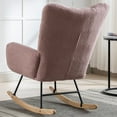 thumbnail image 3 of Sesslife Comfy Rocking Chair for Nursery, Glider Chair with High Backrest, Armrests & Upholstered Pad, Bedroom Nursery Rocker Chair for Baby & Kids, Pink, 3 of 6