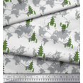 thumbnail image 2 of Soimoi Green Rayon Crepe Fabric Tree & World Map Fabric Prints By Yard 46 Inch Wide, 2 of 3