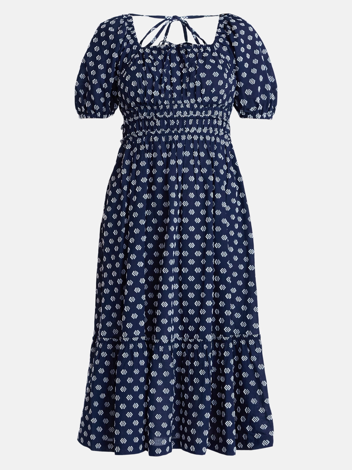 Time and Tru Women's and Women's Plus Puff Sleeve Square Neck Midi Dress, Sizes XS-4X