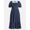 thumbnail image 5 of Time and Tru Women's Square Neck Cotton Midi Dress with Puff Sleeves, Sizes XS-XXXL, 5 of 5