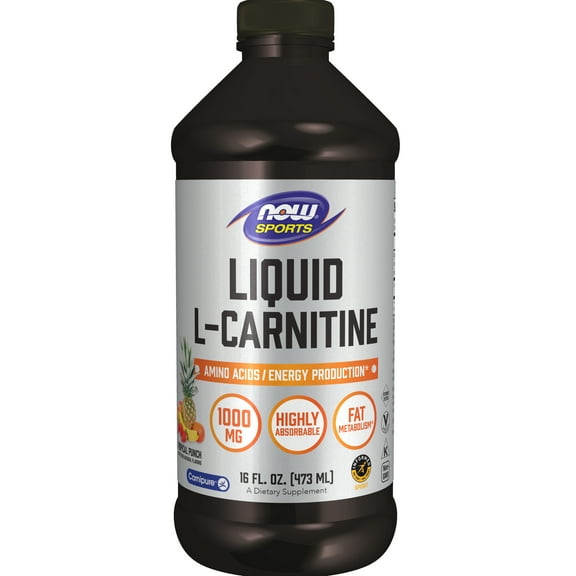 NOW Sports, L-Carnitine, Amino Acid, Liquid, 1,000 mg, Tropical Punch, 16 fl. oz.