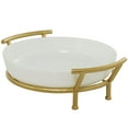 thumbnail image 6 of CosmoLiving by Cosmopolitan 19" x 6" White Glass Kitchen Serving Bowl with Gold Metal Stand, 1-Piece, 6 of 8