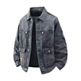 thumbnail image 3 of Thousandth Men's Vintage Denim Work Jacket Casual Cotton Long Sleeve Button Down Coats Utility Trucker Jacket with Multiple Pockets, 3 of 8