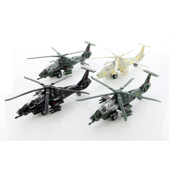 ModelToyCars Stealth Copter with Light & Sounds Diecast Helicopter Set - Box of 6 Diecast Toy Helicopters, Assorted Colors