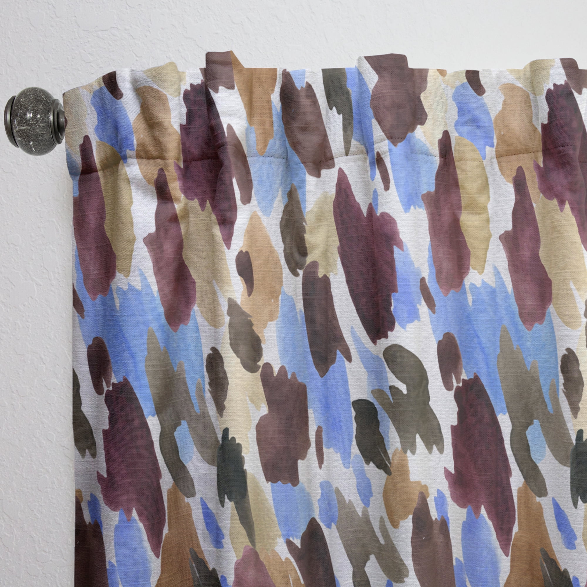 Designart 'Burgundy Brown and Blue Leopard' Modern & Contemporary Curtain Panel