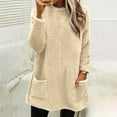 thumbnail image 2 of fatyb Women's Fuzzy Fleece Long Tops Crewneck Sherpa Sweatshirts Oversized Warm Pullover with Pockets, 2 of 6