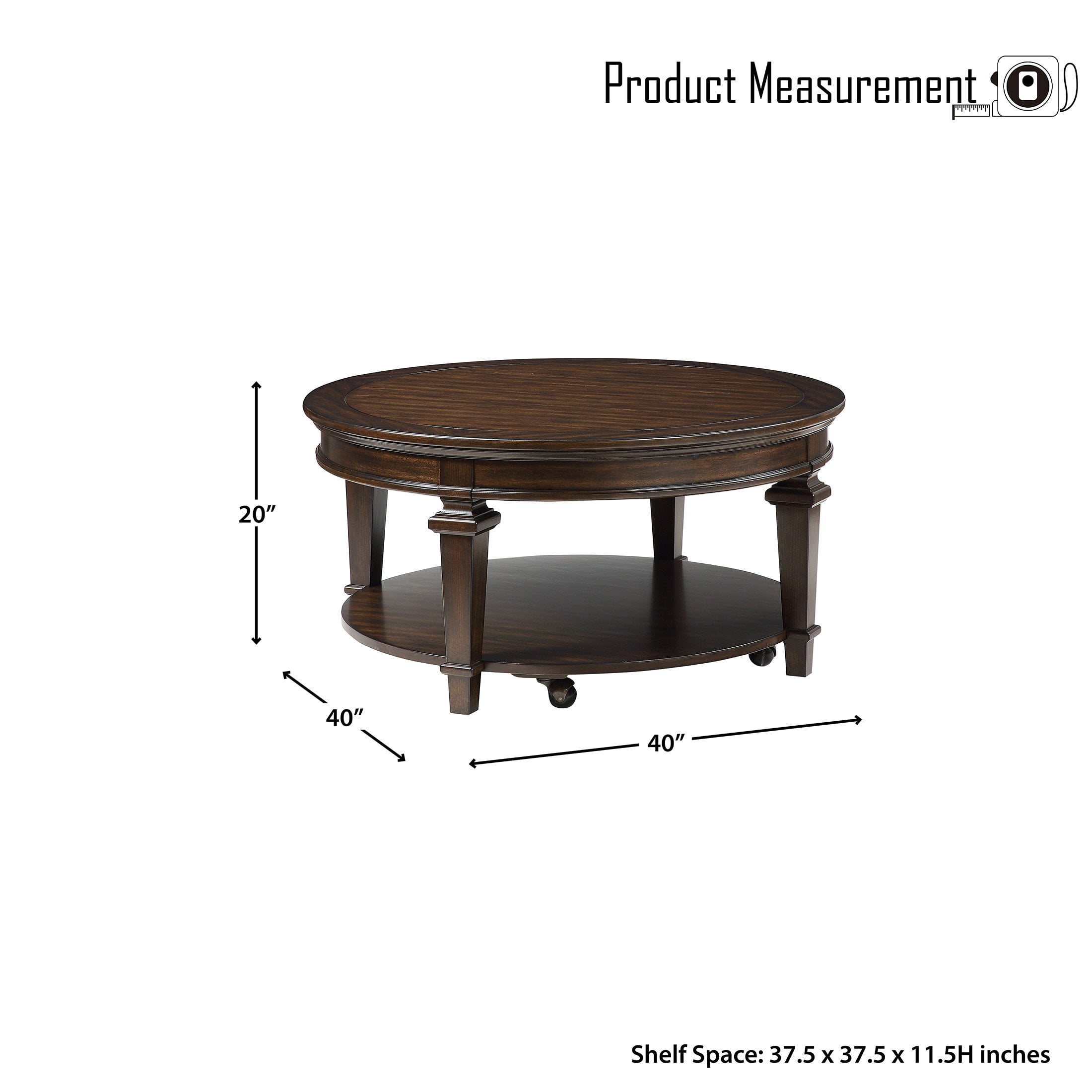 OakvillePark Valpico Round Coffee Table, Espresso