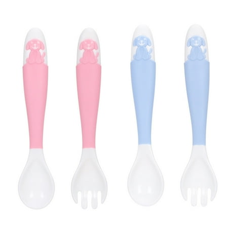 

SPRING PARK Cartoon Dog Bendable Baby Utensils Spoons Forks Feeding Training Spoon Fork Cutlery Set