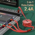 thumbnail image 3 of Data Cable Extendable Fast Charging Multi-function 3-in-1 8Pin/Micro USB/Type-C Mobile Phone Data Line Charge Cord for Home JIKAIX, 3 of 5