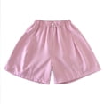 thumbnail image 5 of Girls Bermuda Shorts Elastic Waist Wide Leg Shorts Summer Lightweight Loose Fit Shorts with Pockets for 5-15 Years, 5 of 8