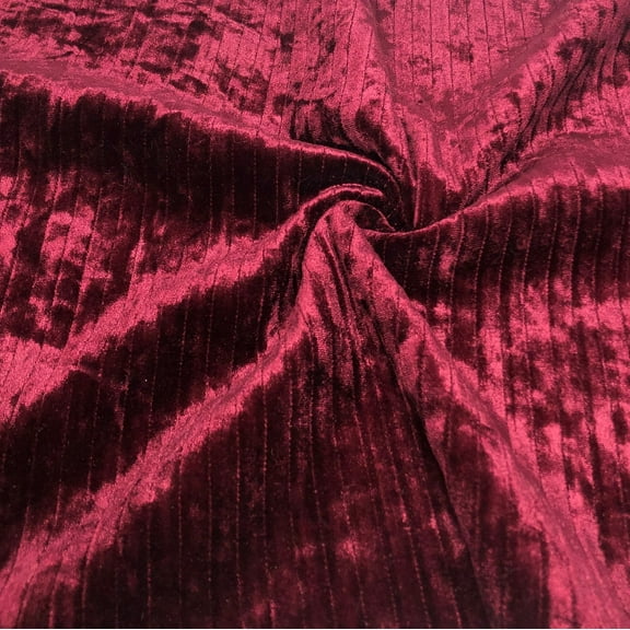 Wine Striped Upholstery Crushed Velvet