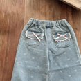 thumbnail image 6 of Generic Bow Print Jeans Toddler Girls Multipocket Denim Trousers Straight Leg Jeans/Preppy Cute Baggy Elastic Waist Pants, 6 of 6