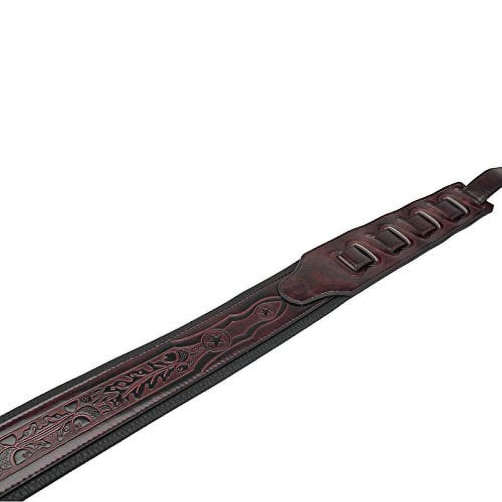 Walker & Williams GB-163 Oxford Brown Padded Guitar Strap with Oak Leaves & Texas Star