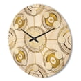 thumbnail image 3 of Designart 'Circular Golden Retro Pattern I ' Mid-Century Modern Wood Wall Clock, 3 of 5