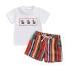 UAYOTSE Toddler Baby Girl Boy Summer Clothes Short Sleeve T Shirt Shorts Sets Outfit toddler boy clothes 24 month(3-4 Years,White)