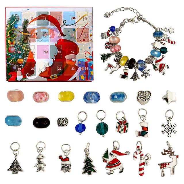 Hi,Fancy Advent Calendar Countdown Calendars Lovely Christmas Chain Durable Bracelet Bracelets Beads Exquisite Appearance for Theme Party