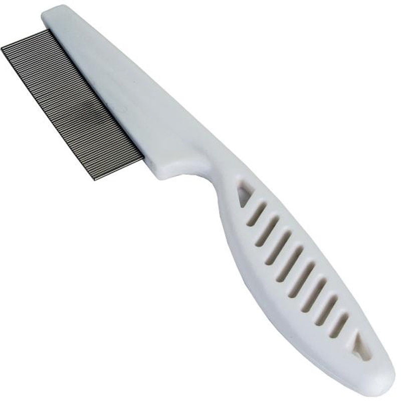 Pet Flea Comb, Stainless Steel Pin Plastic Handle Pet Grooming Comb