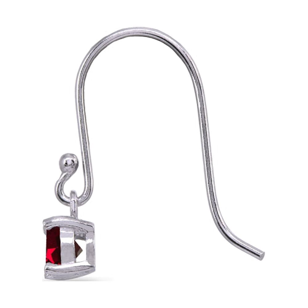 Created Ruby 5mm Round Small Solitaire Sterling Silver Dangle Earrings