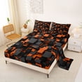 thumbnail image 2 of Homewish Orange Futuristic Cubes Queen Sheets,Abstract Artwork Queen Sheet Sets,4pcs,1 Flat Sheet, 1 Fitted Sheet and 2 Pillowcases, 2 of 6