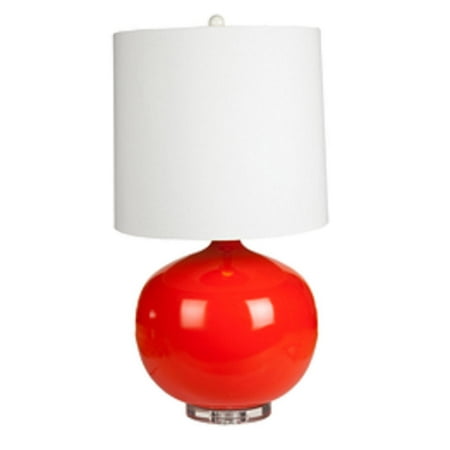 31 5 Dark Orange Round Table Lamp With White Modified Drum Shade 31 5 Dark Orange Round Table Lamp With White Modified Drum Shade