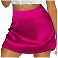thumbnail image 1 of Womens Skirts Mini A Line Skirt High Waist Zipper Satin Ribbon Lined Womens Summer Clothes Red XL, 1 of 3