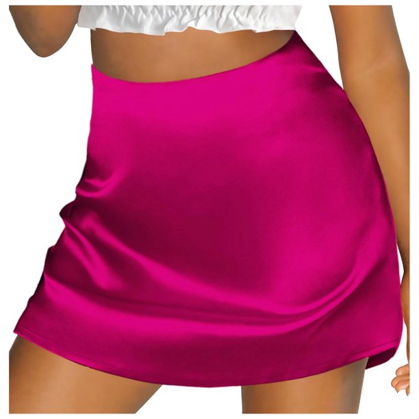 Falda mini de corte A y cintura alta para mujer: con cinta de raso, cierre de cremallera, forrada, versátil para looks informales y de fiesta.