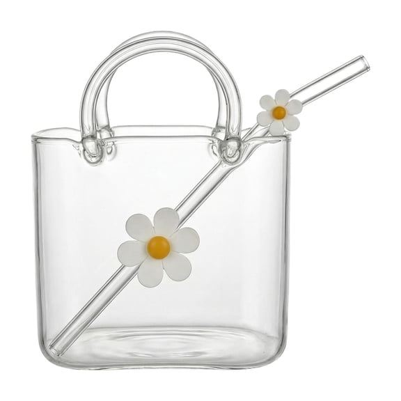 Creative Glass Handbag Cocktail Cup Set with Tray Stylish Bar Juice Glass Trendy Tavern Wine Glass for Drinks 770ml