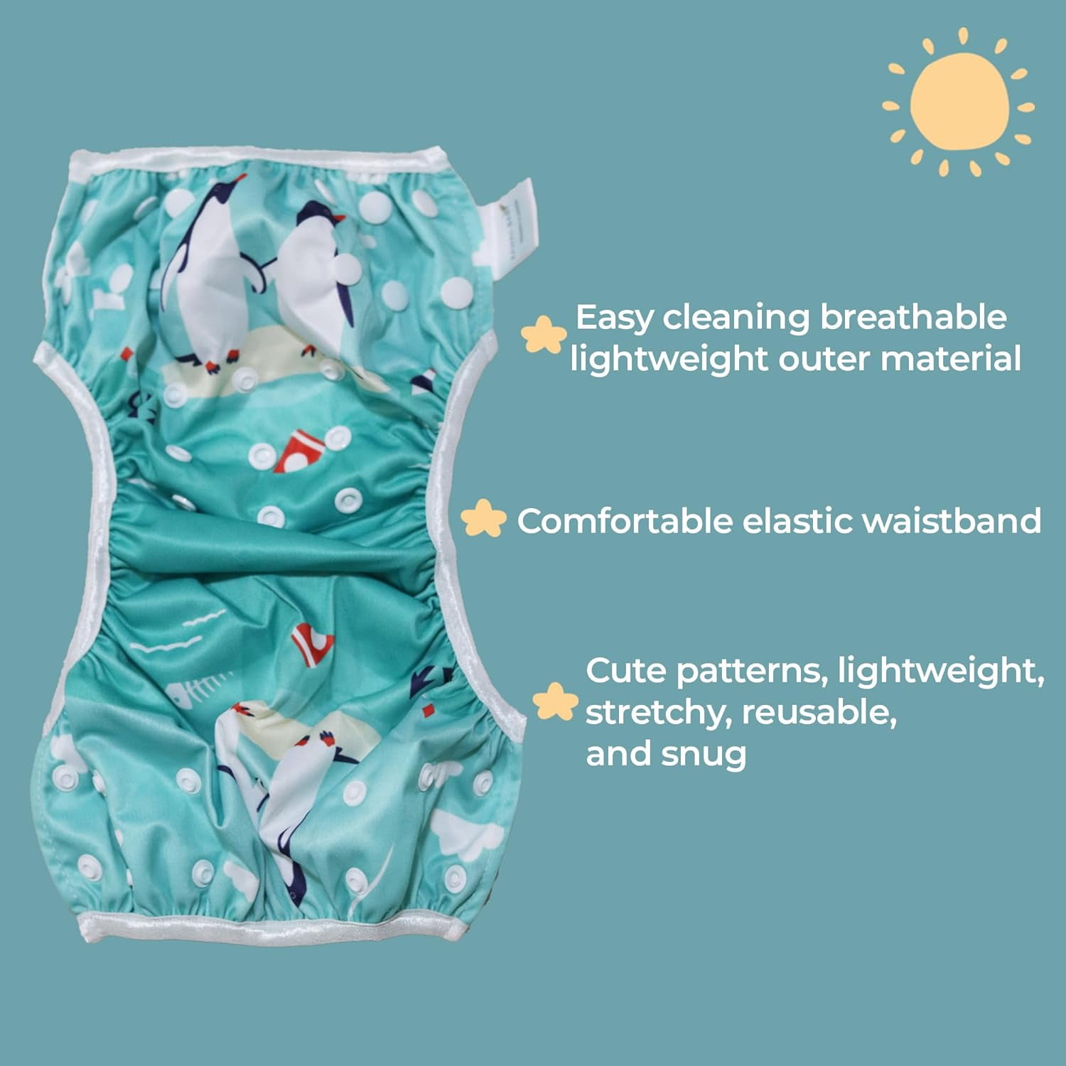 KaWaii Baby Reusable Swim Cloth Diaper Adjustable Swim Pants for Boys & Girls, Size Infants and Toddlers, One Size 2-Pack(THEME#5)