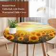 thumbnail image 3 of Sunflower Flowers Round Tablecloth 45-54 Inch Round Fitted Table Cloth with Elastic Edge, Summer Sunrise Vintage Flowers Waterproof Table Cover Protector for Outdoor Picnic Party Dining, 3 of 6