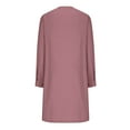 thumbnail image 4 of JNGSA Dresses for Women 2023,Women Cotton Linen Tshirt Dress Summer Plus Size V-Neck Long Sleeve Knee Length Dresses Loose Fit Midi Dress Pink, 4 of 6