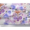 thumbnail image 2 of Soimoi Polyester Crepe Fabric Skull,Rose & Anemone Flower Decor Fabric Printed Yard 52 Inch Wide, 2 of 3