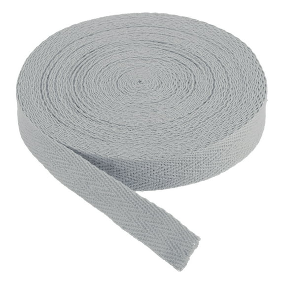 Cotton Twill Tape 5/8" 10 Yards Cotton Ribbon Bias Binding Tape Herringbone Webbing Trim for Sewing Silver Grey