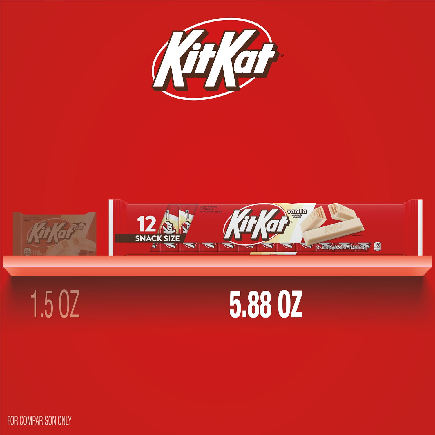 KIT KAT Vanilla Flavored Wafer Snack Size Candy Bars, .49 oz (12 Count)